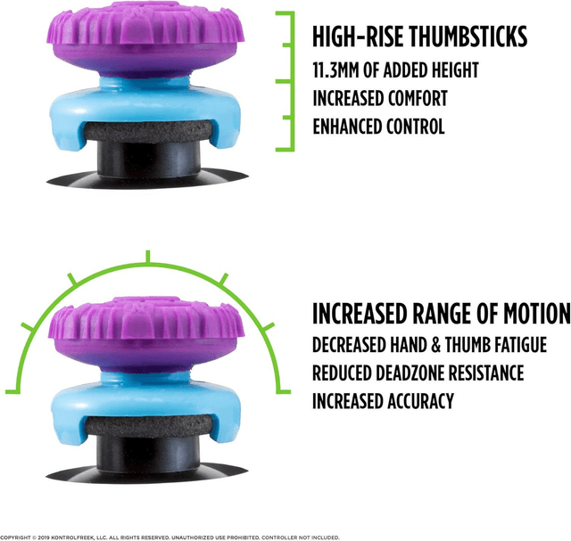 KontrolFreek FPS Freek Battle Royale voor PlayStation 4 (PS4) en PlayStation 5 (PS5) | Performance Thumbsticks | 2 High-Rise Convex (Domed) | Paars