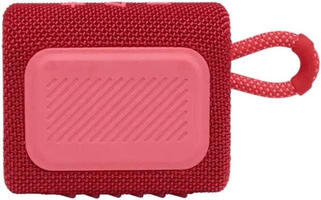 JBL GO 3 draadloze, draagbare Bluetooth luidspreker met geïntegreerde lus voor onderweg, USB C-oplaadkabel rood